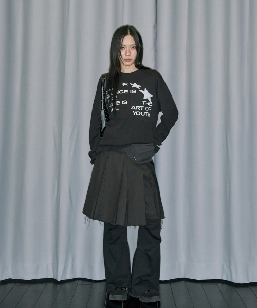 ODD STUDIO(オッドスタジオ)の「スタープリケワッフルロングスリーブ - ブラック(Tシャツ/カットソー・レディース・ブラック・REGULAR/M)」の4枚目の写真