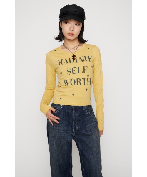 LAGUA GEM(ラグアジェム)の「STAR LETTERING PRINT トップス(Tシャツ/カットソー・レディース・ライトイエロー/グレー/ライトブルー・FREE)」の16枚目の写真