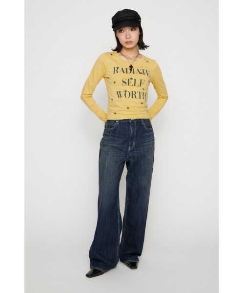LAGUA GEM(ラグアジェム)の「STAR LETTERING PRINT トップス(Tシャツ/カットソー・レディース・ライトイエロー/グレー/ライトブルー・FREE)」の18枚目の写真