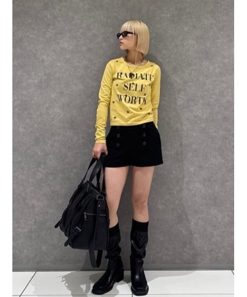 LAGUA GEM(ラグアジェム)の「STAR LETTERING PRINT トップス(Tシャツ/カットソー・レディース・ライトイエロー/グレー/ライトブルー・FREE)」の4枚目の写真