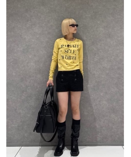 LAGUA GEM(ラグアジェム)の「STAR LETTERING PRINT トップス(Tシャツ/カットソー・レディース・ライトイエロー/グレー/ライトブルー・FREE)」の6枚目の写真