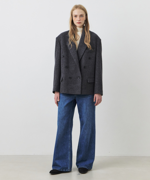 CITYBREEZE(シティブリーズ)の「ウールダブルブレストハーフコート_CHARCOAL(チェスターコート・レディース・チャコール・S/M)」の3枚目の写真