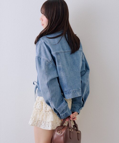 continuer de NICE CLAUP(コンティニューデナイスクラップ)の「【セットアップ/存在感◎】レースUPGジャン(デニムジャケット・レディース・ブルー系その他/ブラック系その他/ブルー・FREE)」の7枚目の写真