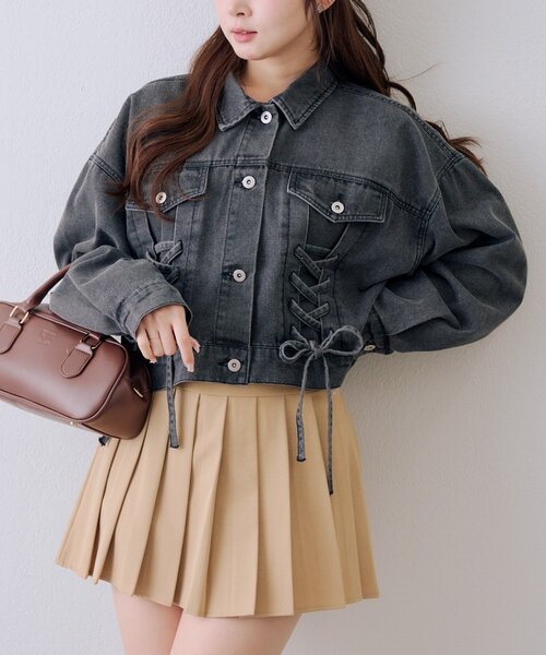 continuer de NICE CLAUP(コンティニューデナイスクラップ)の「【セットアップ/存在感◎】レースUPGジャン(デニムジャケット・レディース・ブルー系その他/ブラック系その他/ブルー・FREE)」の19枚目の写真