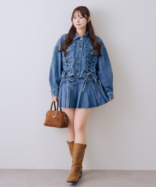 continuer de NICE CLAUP(コンティニューデナイスクラップ)の「【セットアップ/存在感◎】レースUPGジャン(デニムジャケット・レディース・ブルー系その他/ブラック系その他/ブルー・FREE)」の16枚目の写真
