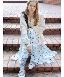 ぼかしフラワープリントワンピース