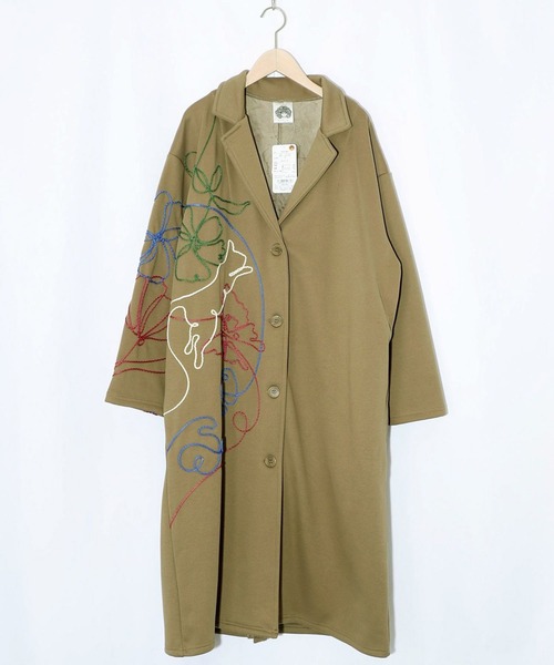 ScoLar（スカラー）の「ScoLar(スカラー) サイン風コード叩き付け ツイル起毛×ボアロングコート（チェスターコート・レディース・チャコールグレー/カーキ・MEDIUM）」の16枚目の写真