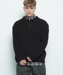 M506 collar zipup knit black