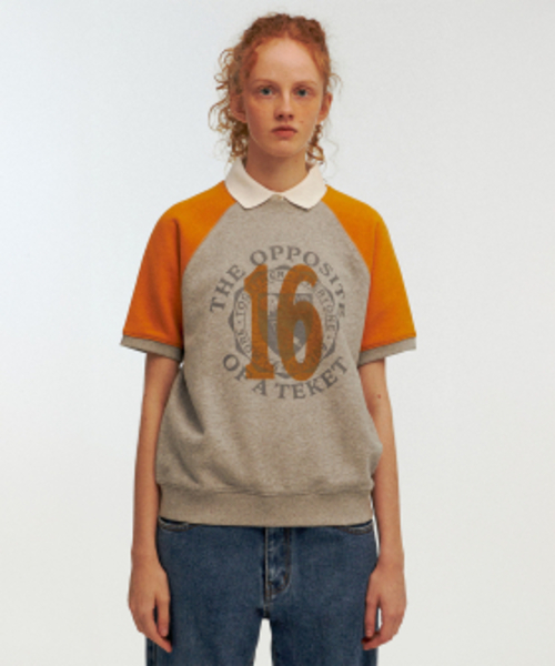 Opposite Short Sleeve Sweatshirt Melange Gray