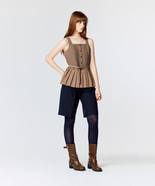 LARTIGENT(ラーティゼン)の「L15 PLEATS CHECK SLEEVELESS(BROWN)(Tシャツ/カットソー・レディース・その他・FREE)」の2枚目の写真