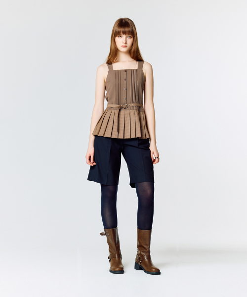LARTIGENT(ラーティゼン)の「L15 PLEATS CHECK SLEEVELESS(BROWN)(Tシャツ/カットソー・レディース・その他・FREE)」の4枚目の写真