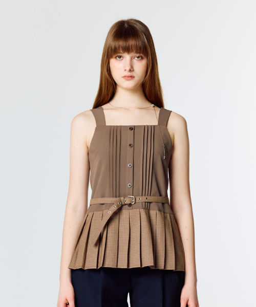 LARTIGENT(ラーティゼン)の「L15 PLEATS CHECK SLEEVELESS(BROWN)(Tシャツ/カットソー・レディース・その他・FREE)」の5枚目の写真
