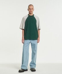 PANELED COTTON T-SHIRT [GREEN]