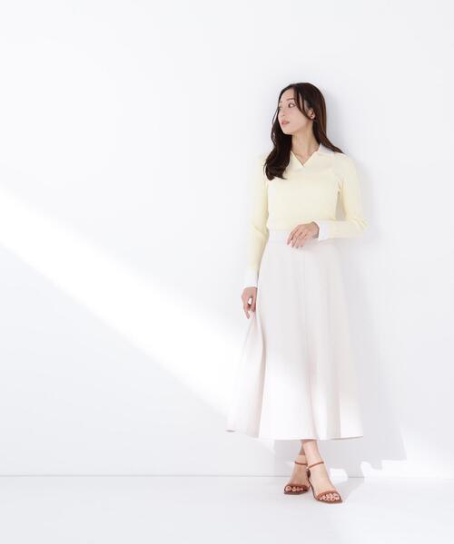 NATURAL BEAUTY BASIC(ナチュラルビューティーベーシック)の「◇ストレッチカルゼシリーズ フレアスカート(スカート・レディース・ブラック/オフホワイト/ベージュ・MEDIUM/P/S)」の2枚目の写真