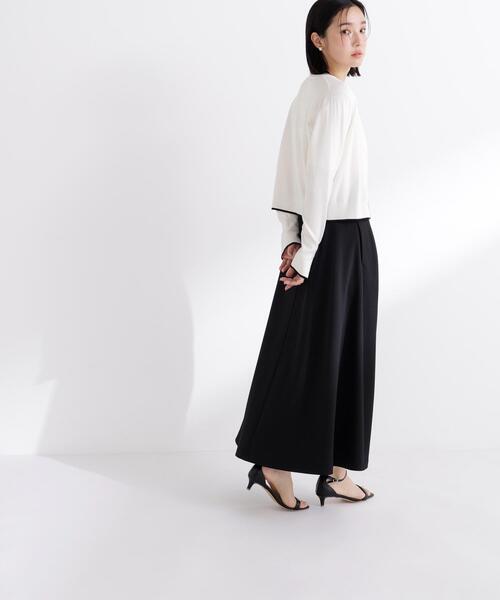 NATURAL BEAUTY BASIC(ナチュラルビューティーベーシック)の「◇ストレッチカルゼシリーズ フレアスカート(スカート・レディース・ブラック/オフホワイト/ベージュ・MEDIUM/P/S)」の3枚目の写真