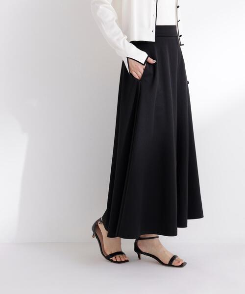 NATURAL BEAUTY BASIC（ナチュラルビューティーベーシック）の「◇ストレッチカルゼシリーズ フレアスカート（スカート・レディース・ブラック/オフホワイト/ベージュ・MEDIUM/P/S）」の7枚目の写真