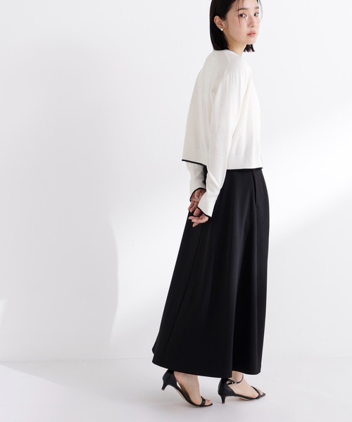 NATURAL BEAUTY BASIC（ナチュラルビューティーベーシック）の「◇ストレッチカルゼシリーズ フレアスカート（スカート・レディース・ブラック/オフホワイト/ベージュ・MEDIUM/P/S）」の3枚目の写真