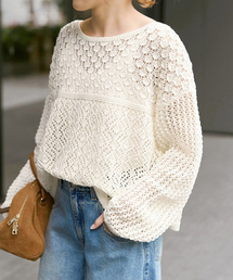 透かし編みニット」に該当するホワイト/白色系のファッション通販