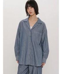 MIDIUMISOLID for Ladies シアーデニムオープンカラーシャツ(BLEACH)