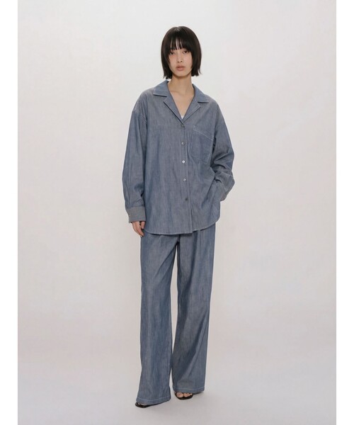 MIDIUMISOLID(ミディウミソリッド)の「MIDIUMISOLID for Ladies シアーデニムオープンカラーシャツ(BLEACH)(シャツ/ブラウス・レディース・ライトブルー・FREE)」の7枚目の写真