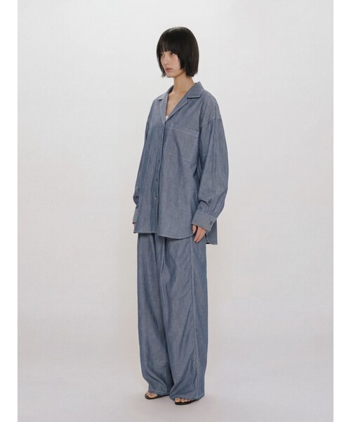MIDIUMISOLID(ミディウミソリッド)の「MIDIUMISOLID for Ladies シアーデニムオープンカラーシャツ(BLEACH)(シャツ/ブラウス・レディース・ライトブルー・FREE)」の8枚目の写真