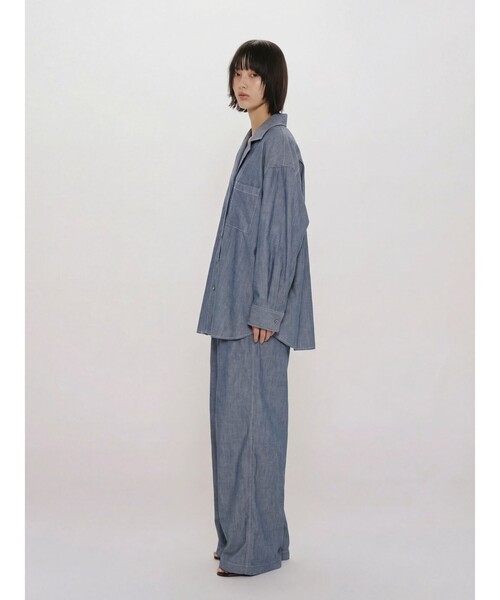 MIDIUMISOLID(ミディウミソリッド)の「MIDIUMISOLID for Ladies シアーデニムオープンカラーシャツ(BLEACH)(シャツ/ブラウス・レディース・ライトブルー・FREE)」の9枚目の写真