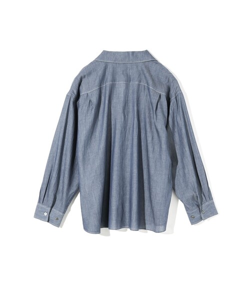MIDIUMISOLID(ミディウミソリッド)の「MIDIUMISOLID for Ladies シアーデニムオープンカラーシャツ(BLEACH)(シャツ/ブラウス・レディース・ライトブルー・FREE)」の14枚目の写真