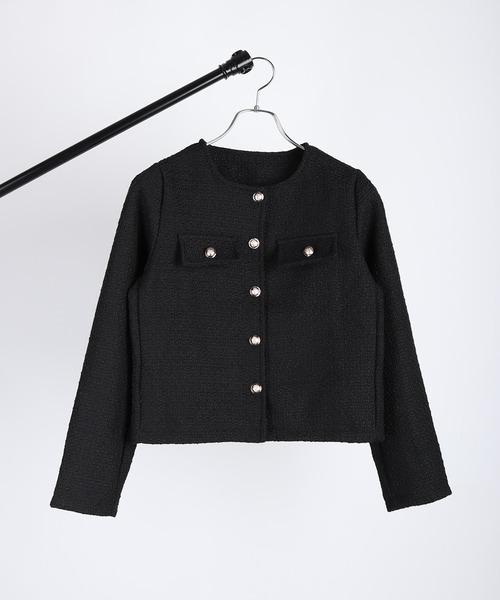 WESTSEA(ウエストシー)の「ショート丈 ノーカラージャケット ツイード風(ノーカラージャケット・レディース・ブラック・M/L)」の17枚目の写真
