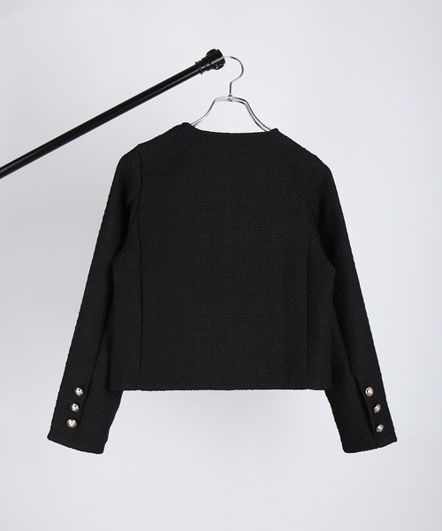 WESTSEA(ウエストシー)の「ショート丈 ノーカラージャケット ツイード風(ノーカラージャケット・レディース・ブラック・M/L)」の16枚目の写真