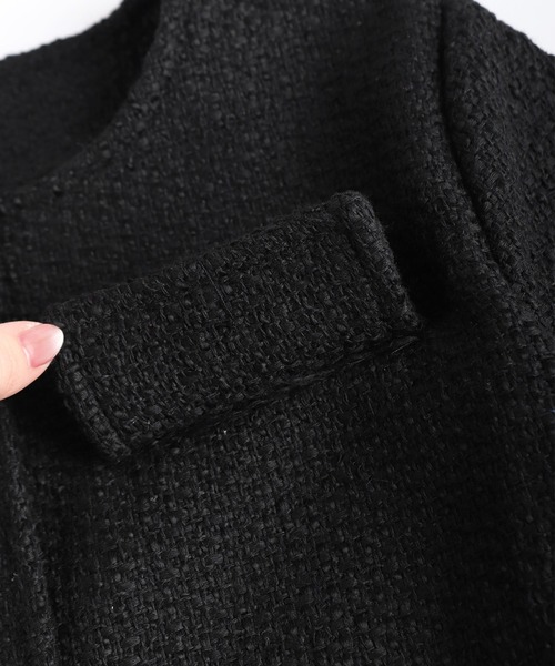 WESTSEA(ウエストシー)の「ショート丈 ノーカラージャケット ツイード風(ノーカラージャケット・レディース・ブラック・M/L)」の14枚目の写真