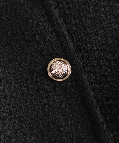 WESTSEA(ウエストシー)の「ショート丈 ノーカラージャケット ツイード風(ノーカラージャケット・レディース・ブラック・M/L)」の13枚目の写真