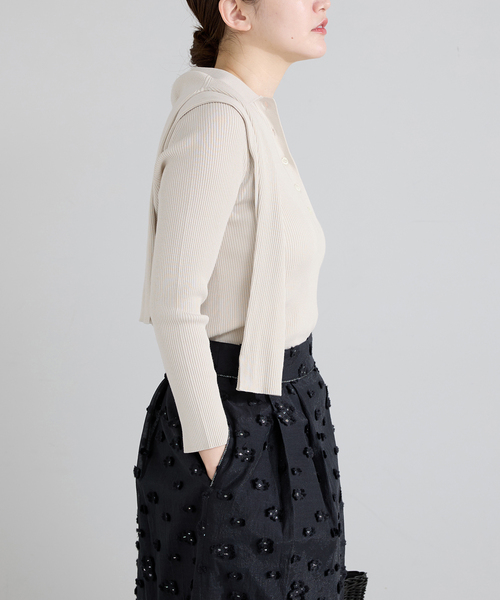 IENA（イエナ）の「ECO SPLASH 襟付きリブプルオーバー（ニット/セーター・レディース・ブラウン/アイボリー・FREE）」の9枚目の写真