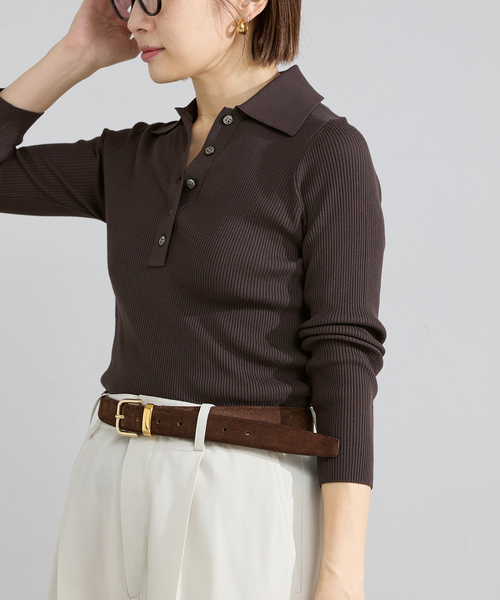 IENA（イエナ）の「ECO SPLASH 襟付きリブプルオーバー（ニット/セーター・レディース・ブラウン/アイボリー・FREE）」の15枚目の写真