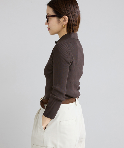 IENA（イエナ）の「ECO SPLASH 襟付きリブプルオーバー（ニット/セーター・レディース・ブラウン/アイボリー・FREE）」の16枚目の写真