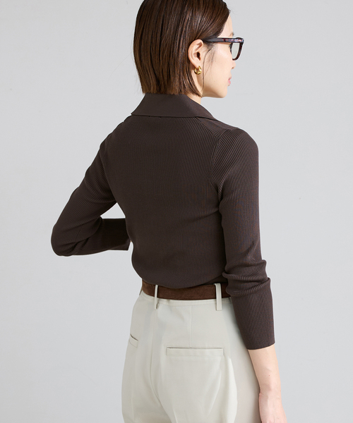 IENA（イエナ）の「ECO SPLASH 襟付きリブプルオーバー（ニット/セーター・レディース・ブラウン/アイボリー・FREE）」の17枚目の写真