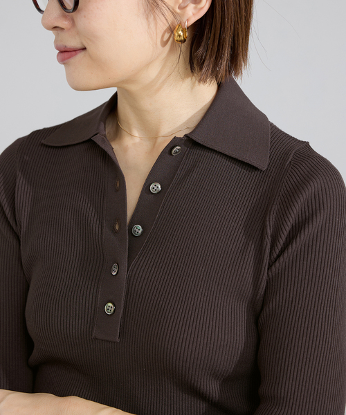 IENA（イエナ）の「ECO SPLASH 襟付きリブプルオーバー（ニット/セーター・レディース・ブラウン/アイボリー・FREE）」の18枚目の写真