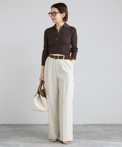 IENA（イエナ）の「ECO SPLASH 襟付きリブプルオーバー（ニット/セーター・レディース・ブラウン/アイボリー・FREE）」の19枚目の写真