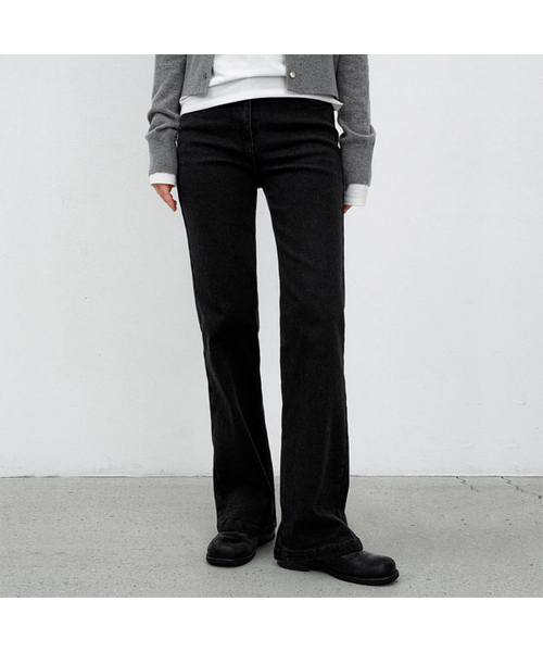ATELIER NAIN(アトリエナイン)の「(PT-5714)SLIM FIT BOOTCUT WARM DENIM PANTS(スラックス・レディース・ブラック・SMALL/MEDIUM)」の1枚目の写真