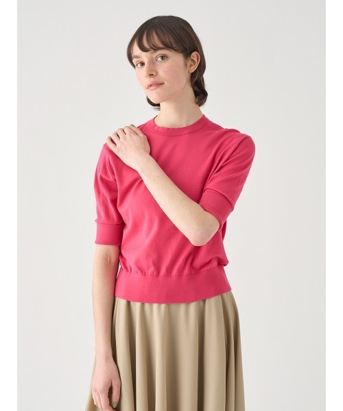 JOHN SMEDLEY(ジョンスメドレー)の「ターンバック5分袖コットンニットプルオーバー(ニット/セーター・レディース・ピンク系その他2・S/M)」の4枚目の写真