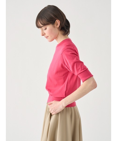JOHN SMEDLEY(ジョンスメドレー)の「ターンバック5分袖コットンニットプルオーバー(ニット/セーター・レディース・ピンク系その他2・S/M)」の5枚目の写真