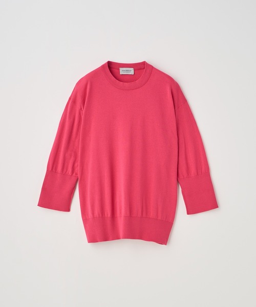 JOHN SMEDLEY(ジョンスメドレー)の「ターンバック5分袖コットンニットプルオーバー(ニット/セーター・レディース・ピンク系その他2・S/M)」の2枚目の写真