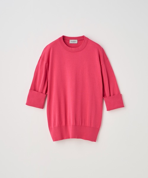 JOHN SMEDLEY(ジョンスメドレー)の「ターンバック5分袖コットンニットプルオーバー(ニット/セーター・レディース・ピンク系その他2・S/M)」の3枚目の写真
