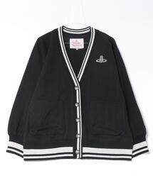 ワッフルストライプジャージーＶネックカーディガン