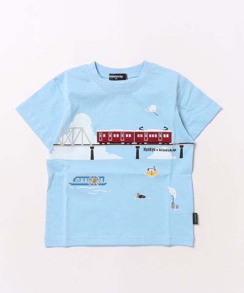 kladskap（クレードスコープ）の「【阪急電車】陸橋半袖Tシャツ（Tシャツ/カットソー・キッズ・サックスブルー/イエロー・100cm/90cm/80ｃｍ/120cm/110cm）」の2枚目の写真