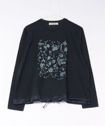 SUPER HAKKA（スーパーハッカ）の「フラワーシャワー発泡プリント　裾ドロストカットソー（Tシャツ/カットソー）」