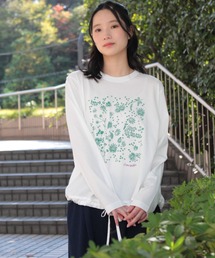 SUPER HAKKA（スーパーハッカ）の「フラワーシャワー発泡プリント　裾ドロストカットソー（Tシャツ/カットソー）」