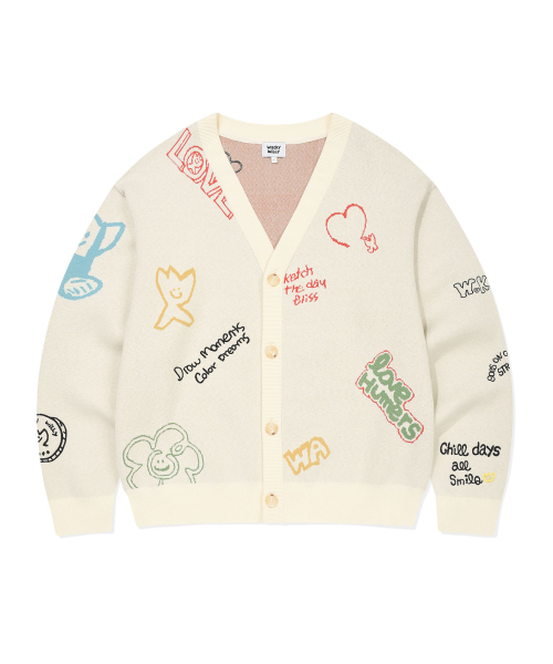 Wacky WiLLy（ワッキーウィリー）の「Vネックパターンカーディガンクリーム（カーディガン/ボレロ・レディース・その他・SMALL/MEDIUM/LARGE/X-LARGE）」の2枚目の写真