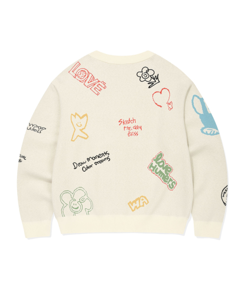 Wacky WiLLy（ワッキーウィリー）の「Vネックパターンカーディガンクリーム（カーディガン/ボレロ・レディース・その他・SMALL/MEDIUM/LARGE/X-LARGE）」の3枚目の写真