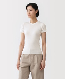 〔MUJI Labo〕婦人 強撚コットンニット半袖Ｔシャツ