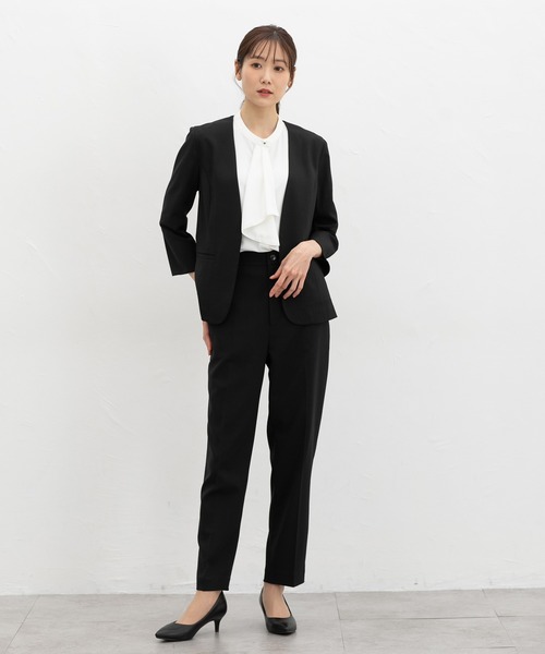 Honeys（ハニーズ）の「【ストレッチ・ウォッシャブル・イージーケア・接触冷感】センタープレスパンツ（股下６０ｃｍ）（スラックス・レディース・ベージュ/杢グレー/ライトグレー系/ネイビー/ブラック・LL/3L/S/M/L）」の10枚目の写真